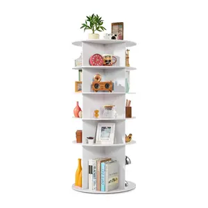 fathersdaygift VEVOR 5 Tiers Rotating Shoe Rack Tower, 360 Spinning Shoe Rack, Revolving Storage Round Carousel Display, Freestanding Lazy Susan Organizer Display for Bedroom, Living Room, Entryway, Closet, White