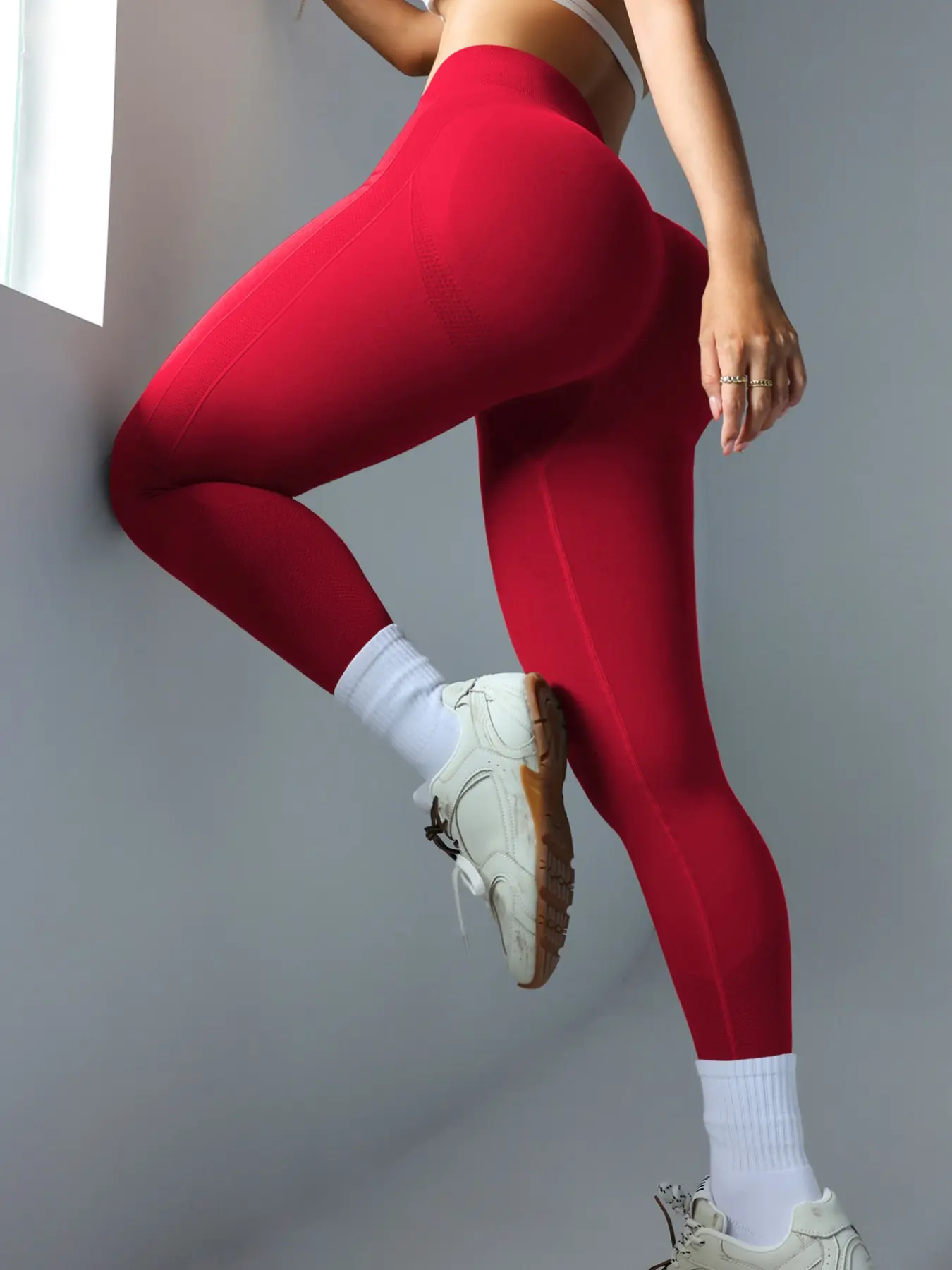 High-Waisted Tummy Control Yoga Pants for Women, Seamless Ribbed Fitness Wear, High Elastic Activewear, Breathable Quick-Dry Sport Tight Pants, Fitness Workout Pants
