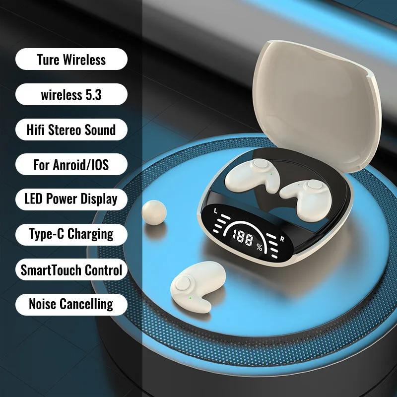 Invisible Earbuds Sleep Headphones Bluetooth 5.3 Noise Reduction Earbuds  Wireless Headsets Sport Stereo Earphones for Phone