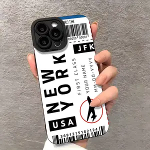 Cool And Unique Flight Ticket Design Phone Case from New York City, Featuring a Stylish And Durable TPU Protective Shell, Compatible with Iphone 11/12/13/14/15/16 Pro Plus Pro Max.