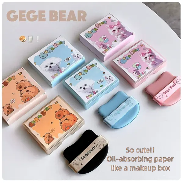 Gege bear Cloud-Touch Blotting Paper for Daily Oil Absorption | Cute Kawaii Stationery Makeup Tool for Beauty & Personal Care, Wipe, Face Care, Youth, Sheet, Cosmetics Makeup Tool, Make Up Tools
