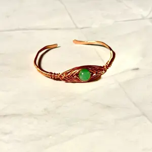 Handmade braided style wire bangle/ cuff with stones!