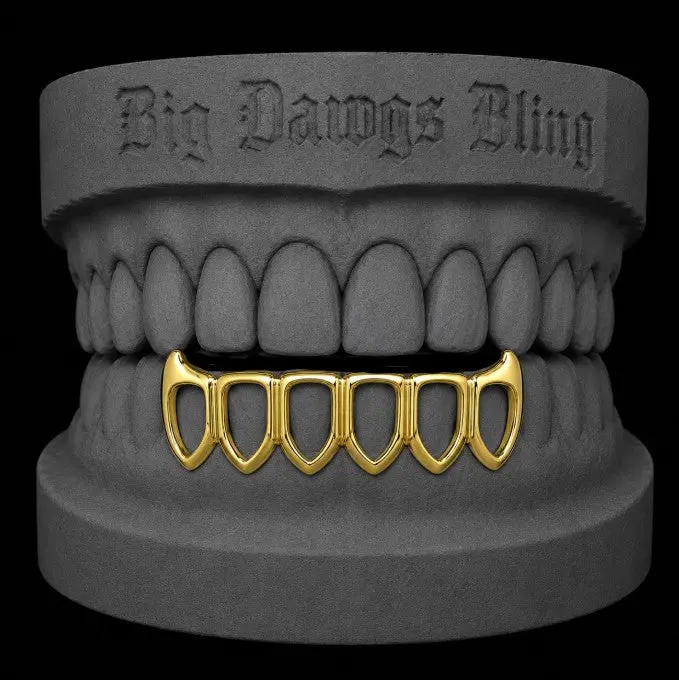 14K Gold Plated Bottom Lower Open Face Fang Grillz