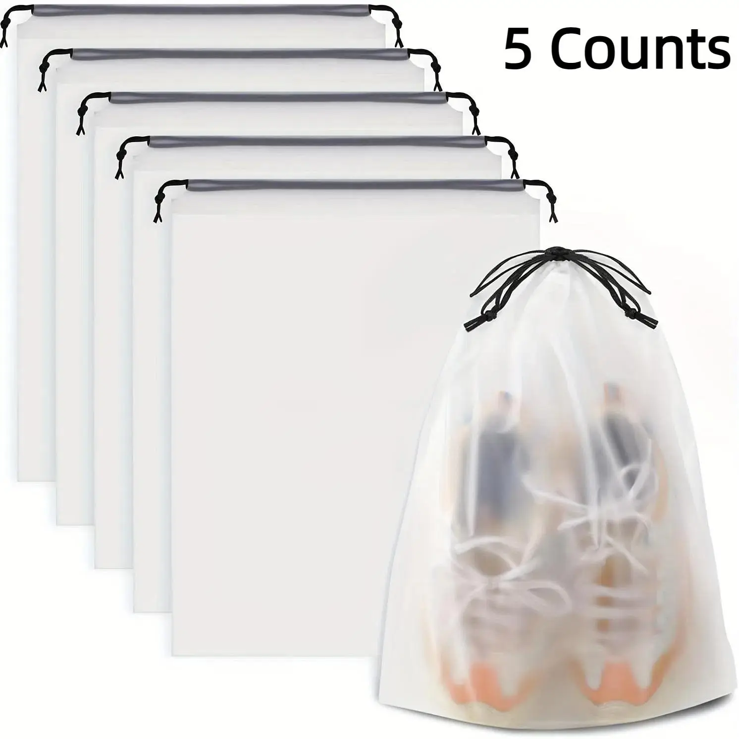 Durable Shoes Bag, 5 Counts/set Portable Dustproof & Waterproof Drawstring Pouch, Sport Bag, Shoe Storage Bag for Men & Women, Travel & Golf Accessori