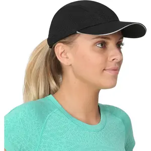 Women's Race Day Performance Running Cap, Lightweight & Quick Drying Mesh Sports Hat with Reflective Trim