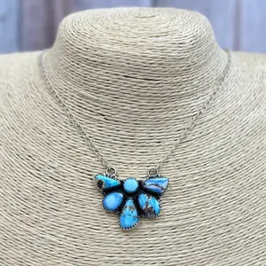 	Handmade Sterling Silver Golden Hills Turquoise Necklace with Signed Nizhoni