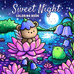 Sweet Night: A Hand-Drawn Coloring Book for All Ages – 42 Magical Illustrations of Starry Skies, Cute Animals, and Peaceful Night Scenes
