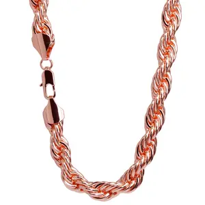 Rose Gold Rope Necklace 10mm - 30" Inch Thick Heavy Plated Chain For Men's & Women's Fashion