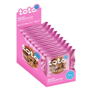 Toto's Sea Salt Chocolate Chip Vegan Cookies: Gluten-Free High-Fiber Cookie with Plant-Based Protein, Superfoods, and Adaptogens - 10X Individually Wrapped Cookies