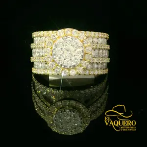 14K Gold Multi-Row Natural Diamond Cluster Ring