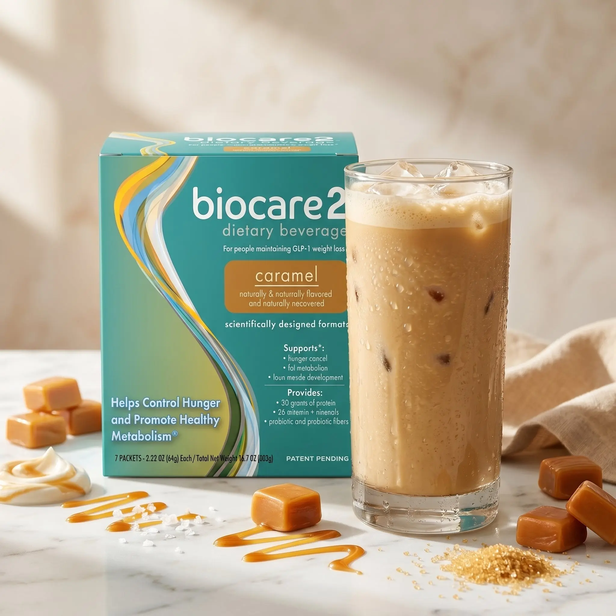 Biocare2 Caramel Dietary Beverage (7 Count)