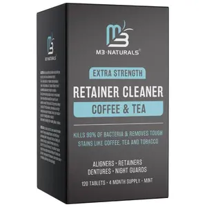 M3 Naturals Coffee & Tea Retainer Cleaner Tablets - Daily Oral Cleansing & Whitening -Removes Odors, Stains & Plaque on Denture Aligner 4 Month Supply Teeth Brightener Teeth Brightening