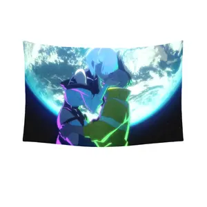 Cyber 2077 Edgerunners Anime Tapestry 60x40 Inch Wall Hanging Game Poster Home Bedroom Living Room Decor Art Banner Gift Decorative Peach Decoration