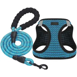 Adjustable pet harness and drawstring set, bright color anti pull harness with handle, small to large dog supplies, reflective strip harness, Jogging leash for dogs