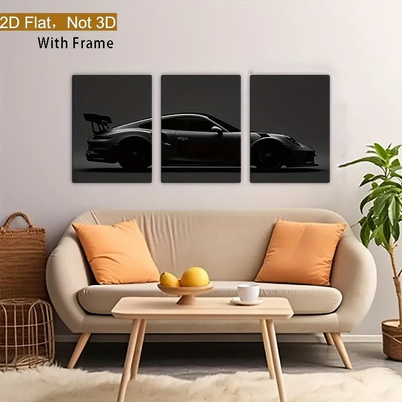 Fashion Car Pattern Canvas Painting with Frame, 3 Counts/set Modern Art Design Wall Art, Wall Decor for Home Interior Living Room Bedroom Office tiktokshopspringglowup Fashion Car Pattern Canvas Painting with Frame, 3 Counts/set Modern Art Design Wall Art, Wall Decor for Home Interior Living Room Bedroom Office tiktokshopspringglowup