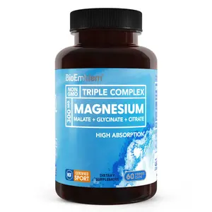 BioEmblem Magnesium Complex - 300mg Elemental Magnesium - 3-in-1 Citrate, Malate & Glycinate - NSF Certified for Sport - Muscle & Nerve Relaxation Support - 60 Capsules