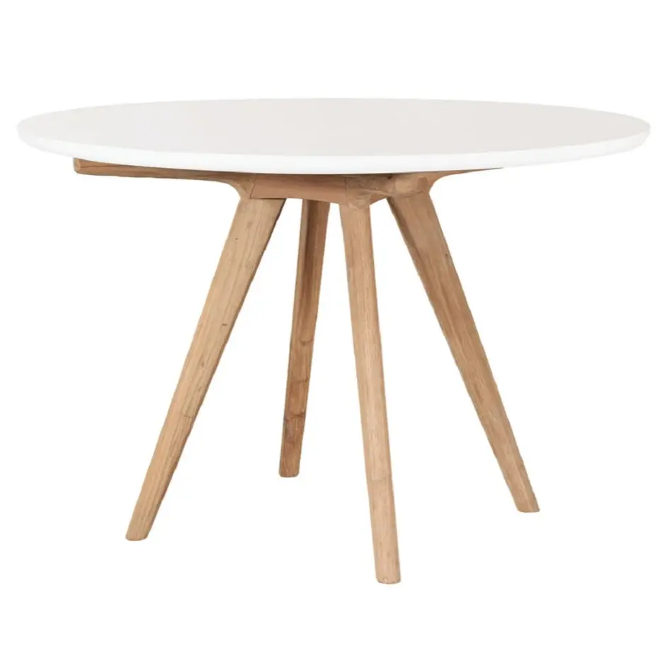 Viola 1" White Teak Concrete Outdoor Dining Table