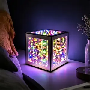 Modern Intelligent Dimmable LED Night Light, 3D Infinite Space Mirror Light, Abyss Effect Desktop Atmosphere Light, RGB Three-dimensional Game Room Decorative Art Light, Colorful Home Decoration Night Light, USB Powered Table Light (1pc)