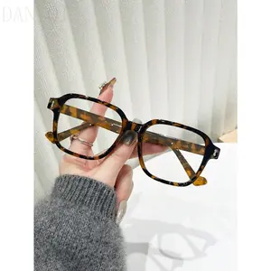 DAN QI 1 Pair Women Square Tortoise Shell Frame Blue Light Blocking Glasses College Style Cute Decorative Plain Glasses Fashion Accessories Clear Glasses Accessories Blue Light Glasses Accessories For Women
