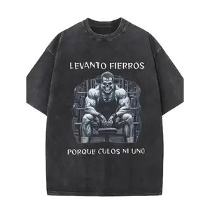 Men's Heavyweight Washed Cotton Oversized T-Shirt with Gothic Retro Graphic for Gym Workout & Streetwear - Relaxed Loose Fit Casual Tee for Bodybuilding Training, Vintage Aesthetic Fashion Top, Machine Washable Gym Clothing