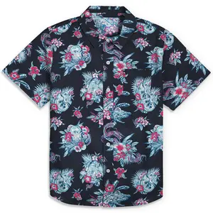 Men's Star Wars: A New Hope R2-D2 and Millennium Falcon Hawaiian Print Button Down Shirt