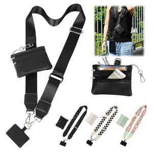 Clip and Go Phone Strap with Zipper Pouch- Stylish Crossbody Adjustable Chain Lanyard with Leather Wallet for All Phones, Christmas Gift, TikTokShopBlackFriday