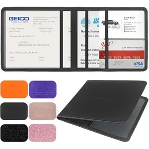 Car Registration & Insurance Holder – Leather Document Organizer for Glove Box, Keeps License, Cards & Papers Neatly Stored