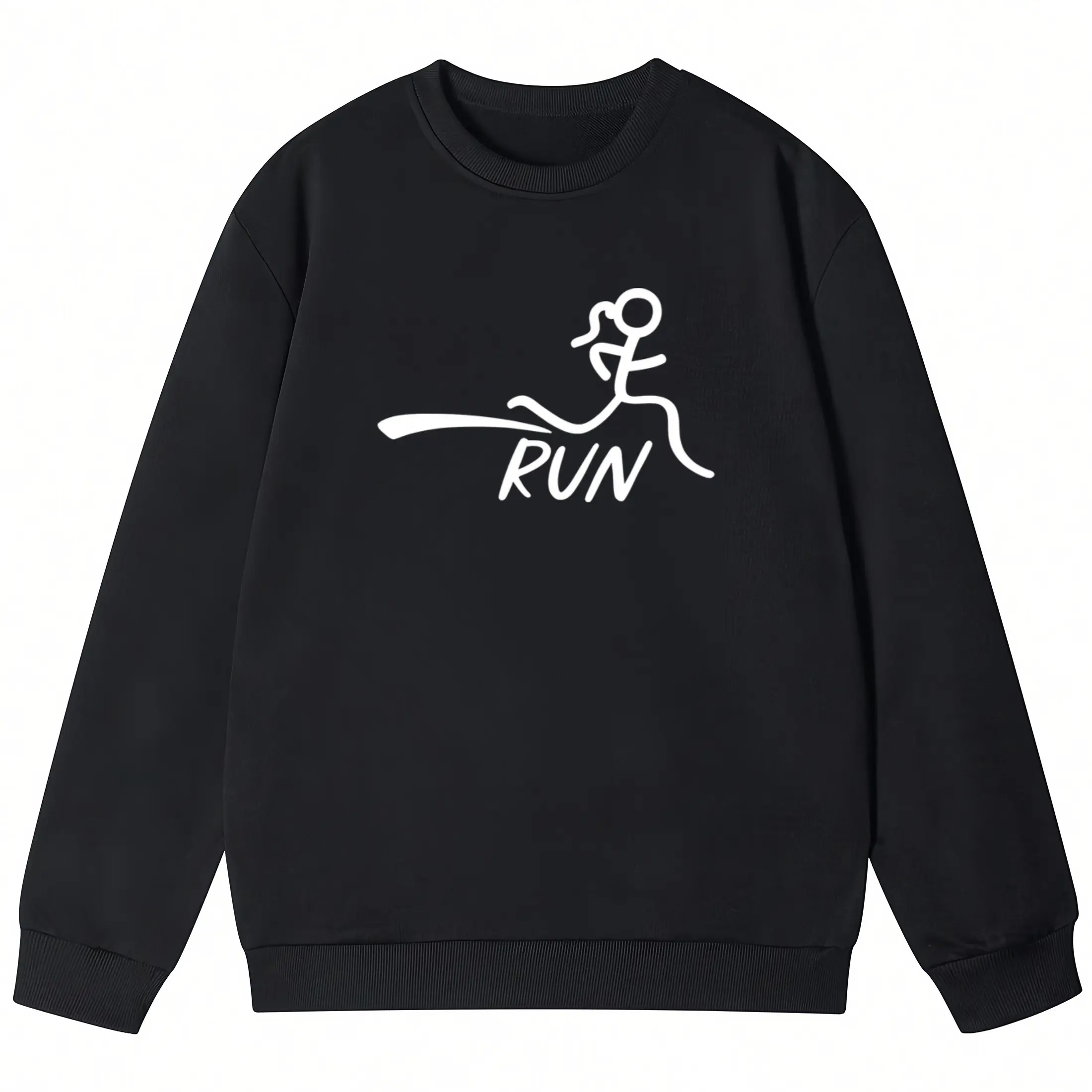 Women's Long Sleeve Crew Neck Sweatshirt with High-Stretch Fabric and Bold Run Graphic – Perfect for Casual Sport and All-Season Wear