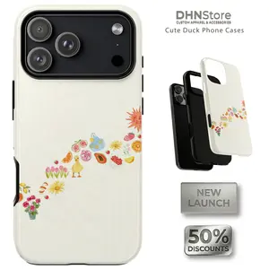 [Flash Deal] DHNStore Cute Duck Case Cottagecore Aesthetic With Flower, Fruits and Summer Market Design, iPhone 17 Promax Case Girls, iPhone 16 E Case, Phone Case iPhone 12, Samsung S24 S23 S22 Ultra Phone Case