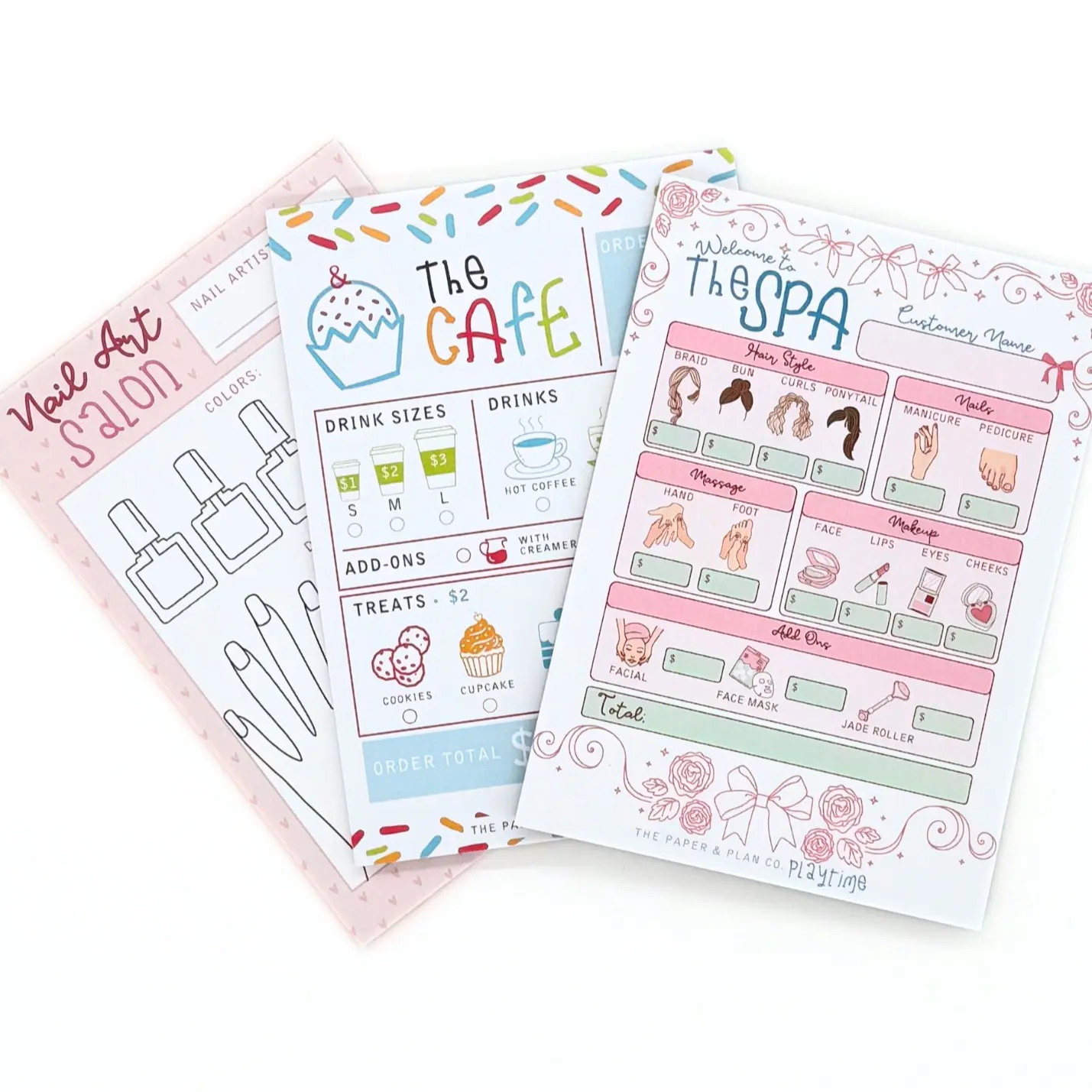 Pampered Playtime Bundle 5" x 7" 50 Sheets Notepad Bundle for Pretend Play Made in USA