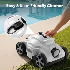 Pool Vacuum Robotic Pool Cleaners,Cordless Robotic Pool Cleaner, 120 Min Runtime Pool Vacuum, Self-Parking, Lightweight, Ideal for Above Ground Pools up to 1070 sq.ft Walkie Smartphones{Light Gray}