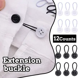12 Count Comfortable Clothing Unisex Comfortable Deluxe Collar Extenders, Easy to attach and use, buttons blend with shirt design, expand a tight neck for comfort (white and black buttons)