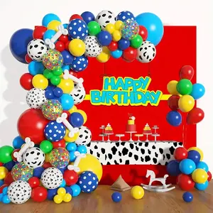155pcs Paw Print Balloon Garland Arch Kit Dog Bone Foil Balloons in Red Yellow Blue Green Emulsion Material No Electricity Needed Perfect for Boys' Birthday Party Decorations with Puppy Paw Theme
