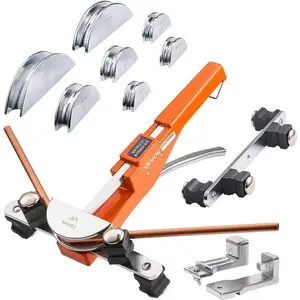 VEVOR Tubing Bender Kit, 1/4 to 7/8 Inch, Compact Ratcheting Tube Pipe Bender, Forward/Reverse Hand Bending Tool, with 7 Color Aluminium Alloy Dies, for Copper HVAC Air Conditioning RefrigerationVEVOR Super Brand Day