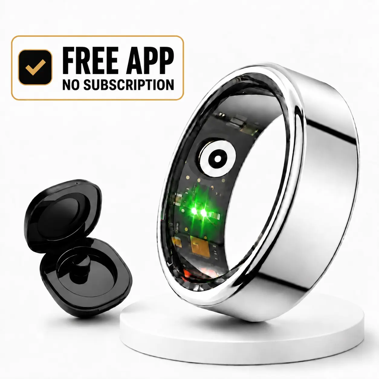 Movira 2026 Smart Ring, Fitness Tracker, Sleeping Tracker, Heart Rate, Stress Insights, Family Care Mode, Free App, No Subscription, Android & iOS Compatible, Wearable, IP68 Waterproof