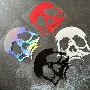 1PC Funny Skull Cool Stickers, Suitable for Car Sunroof/Side Window, Motorcycle Tail Wing, Bicycle Rim, Tablet, Luggage Bag, Multi-Color Personalized Decals, Inject Unique Eye-Catching Charm into Your Daily Commute and Belongings