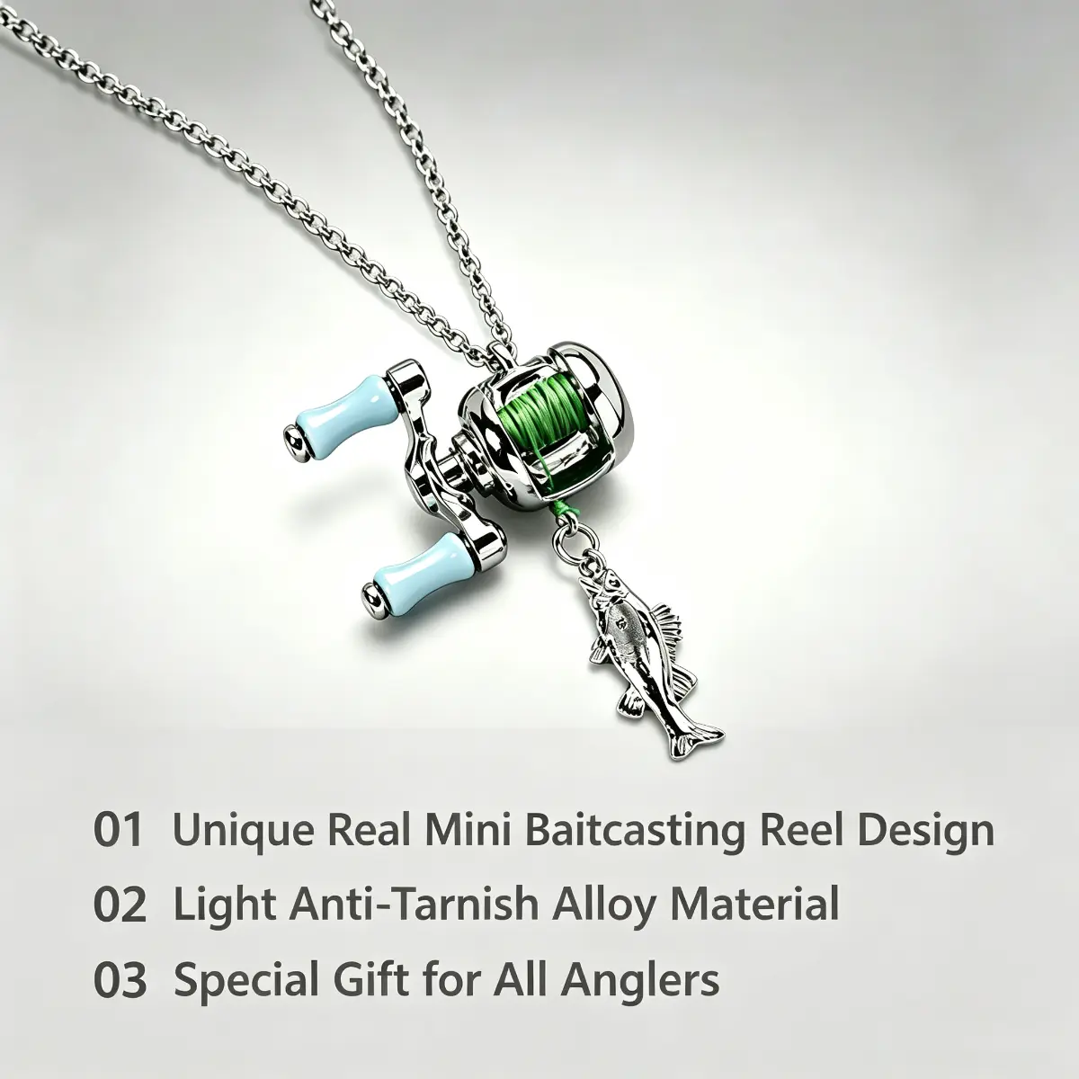 Men's Hip Hop Reel Design Pendant, Detailed Alloy Fishing Charm, Fashion Cool Accessories Gift for Fishing Enthusiasts, Chain Necklaces, Boyfriends, Casual, Daily, Detailed Craft, Anglers, Gift For Anglers, Male, Silver, Stylish Hip-Hop Style
