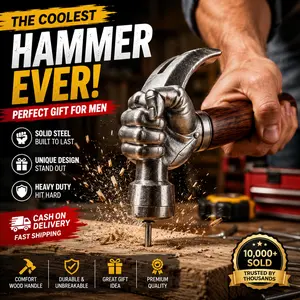 Collectible Fist Hammer Forged Steel Hammer with Natural Wooden Handle Fathers Day Gift for Men Carpenter DIY Lovers
