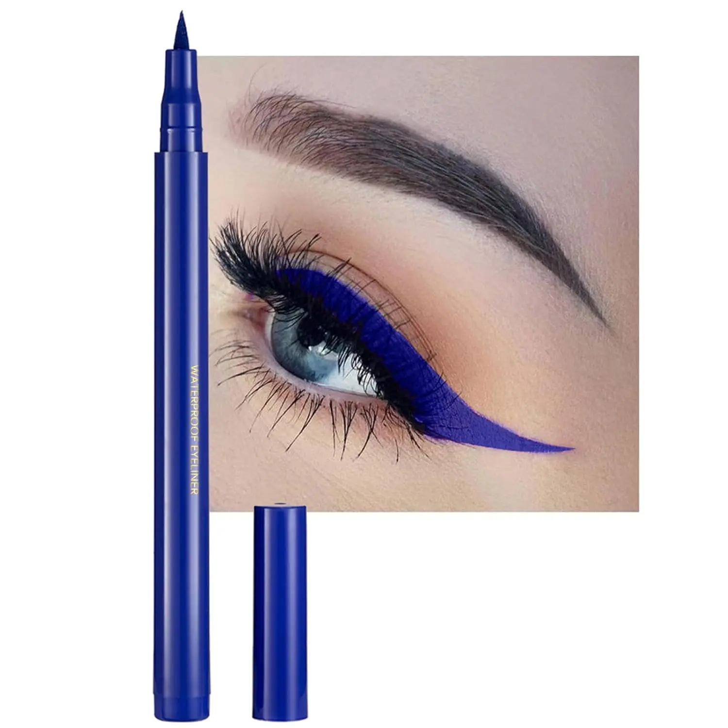 Liquid Eyeliner, Deep Blue Eyeliner Liquid, Long-lasting Colored Eyeliners, White Black Red Brown Green Purple Waterproof High-pigmented Colorful Eyeliners for Eye Makeup, Deep Blue