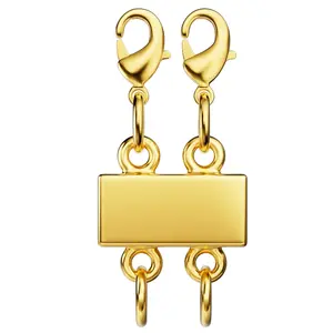 Necklace Layering Clasp - 18K Gold Necklace Separator for Layering, Magnetic Multiple Necklace Clasps and Closures for Women Necklace Chain Extender (Double Gold A)