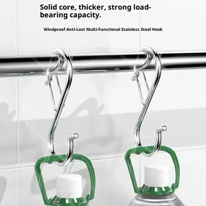 (6 packs) stainless steel S-shaped hook, windproof, hole-free installation. Suitable for bedroom, very suitable for hanging clothes.