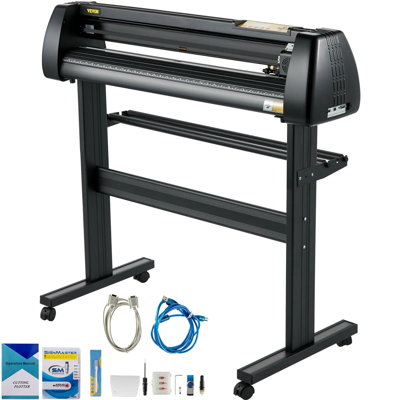 VEVOR Vinyl Cutter Plotter Machine, 28in/720mm Large Cutting Size, Includes Floor Stand, 10-800 mm/s Cutting Speed, Digital LCD Control with Efficient LCD Panel, for Handcraft & Advertisement Use
