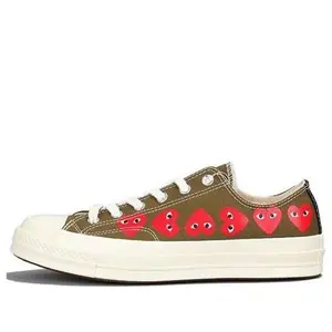 Converse x COMME des GARCONS PLAY Chuck 70 Low Multi Heart 'Khaki' 162976C
