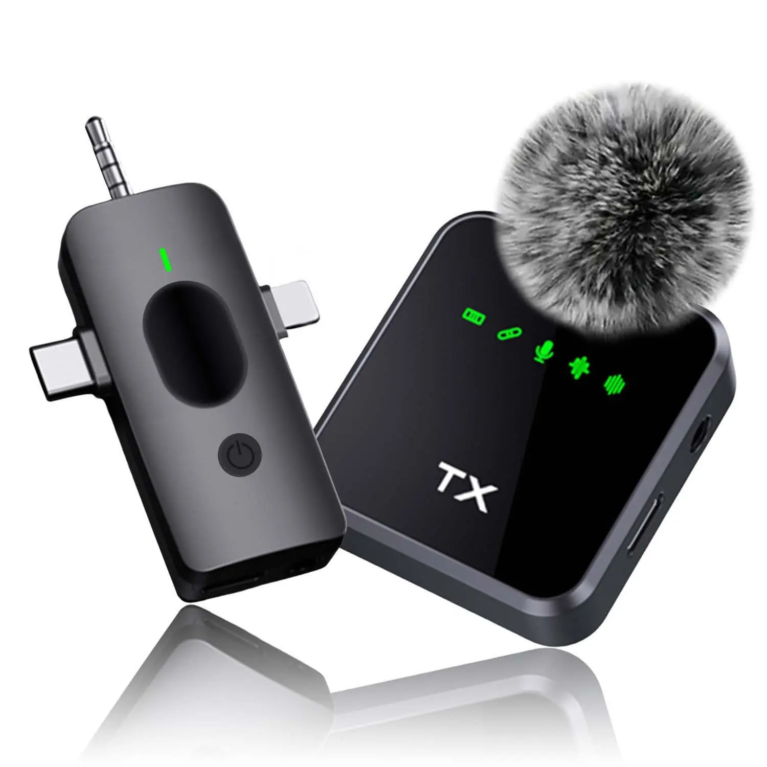 Lavalier Microphone Wireless Cordless Mini Portable Mic for Video Recording Clip-on Mics with Denoise Recording, Ideal for Vlog Tiktok Podcast Content Creator, Lapel Audio Rechargeable Wireless Mic