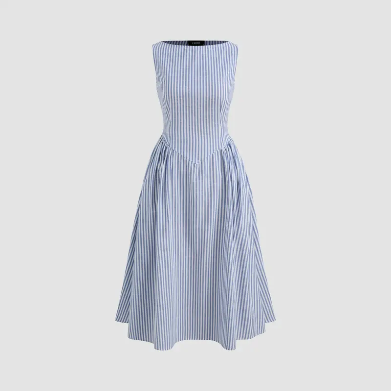 chinese dress ladies Blue Planet | Women's vertical striped sleeveless dress main image 0