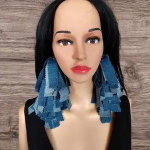 DENIM TASSEL EARRING