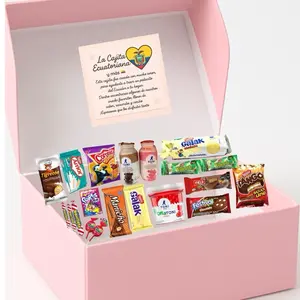 La Cajita Ecuatoriana - Ecuadorian Snacks Box with Galletas Amor, Galak, Manicho, Galapaguitos, Vaferito, Toni chocolatada, Quipitos & More in Pink box - Combo, Gift. Snacks ecuatorianos y mas que te haran sonreir! snack boxes Multipack basket