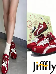 Women's Apple Sneakers Thin Sole Racing Shoes Vintage Versatile Casual Footwear, Stylish Comfortable Daily Wear