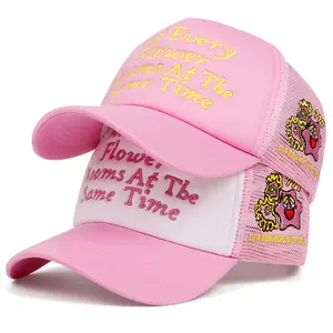 Not Euery letter embroidery Trucker hat for women Pink series Cute casual hat Wear outdoor sun hats on a daily basis