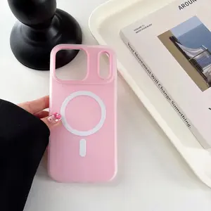 2 In 1 Shockproof Case For iPhone 17 Air 17 16 15 14 13 12 11 Pro Max Plus Candy Color Silicone Magnetic Magsafe Soft Shell Cover beautiful phone female